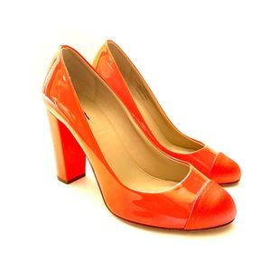 J. Crew Etta Patent Leather Neon Cap Toe Heels
